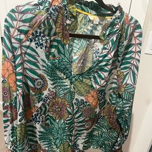 Boden Multicolor Leaf and Floral Top